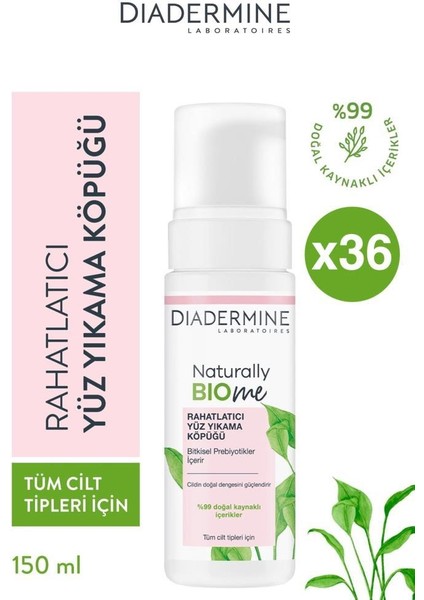 Diadermine naturally Bio-Me Rahatlatıcı Yüz Yıkama Köpüğü 150 ml X36