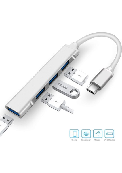 Ata Elektronik MACBOOK uyumlu TYPE-C  USB HUB 4 Port USB 3.0 Dan 4 Adet USB 3.0 Hub Otg Çoğaltıcı Adaptörü Yeni Model