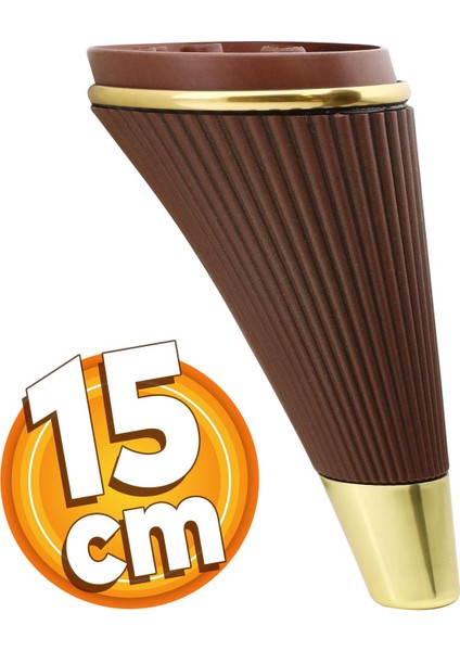 Iron Lüks Mobilya Kanepe Sehpa Tv Ünitesi Koltuk Ayağı 15 cm Ahşap Desenli Gold Baza Ayakları
