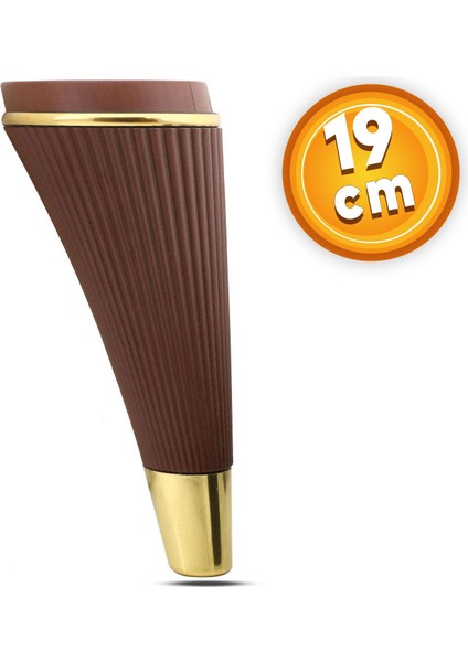 Lüks Mobilya Kanepe Sehpa Tv Ünitesi Koltuk Ayağı 19 cm Ahşap Desenli Gold Baza Ayak