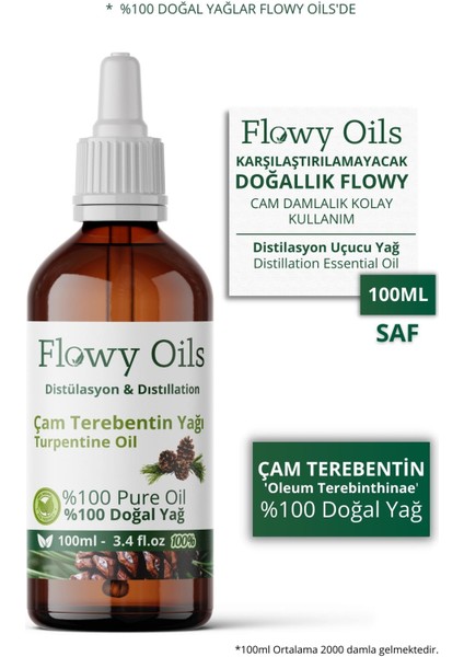 Çam Terebentin Yağı %100 Doğal Bitkisel Uçucu Yağ Turpentine Oil 100ML