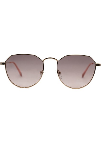 MS-134 C3 52 Unisex Gold Geometrik Çerçeve Güneş Gözlüğü
