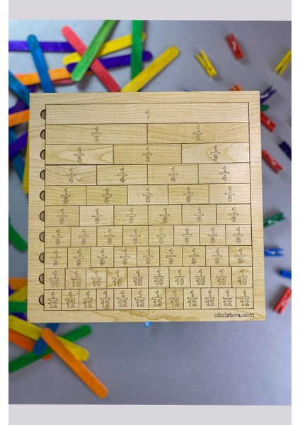 Kesir Takımı Kesirli Sayıları Eğlenerek Öğreten Eğitici Matematik Oyunları Ahşap Özel Tasarım