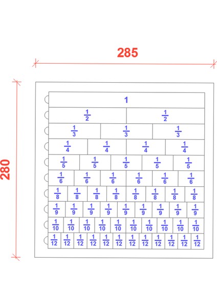 Kesir Takımı Kesirli Sayıları Eğlenerek Öğreten Eğitici Matematik Oyunları Ahşap Özel Tasarım