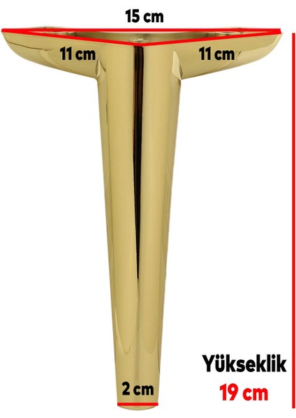 Lüks Mobilya Kanepe Sehpa Tv Ünitesi Koltuk Ayağı 19 cm Gold Altın Baza Ayak