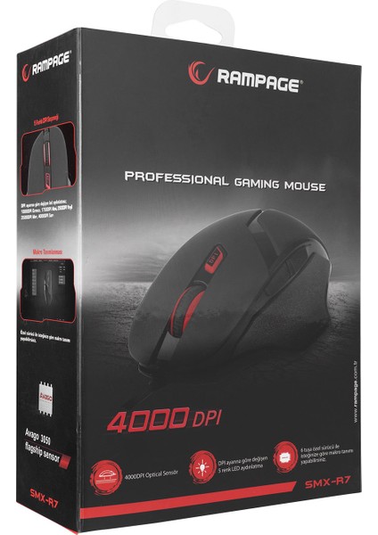 SMX-R7 Siyah 4000 Dpi Oyuncu Mouse