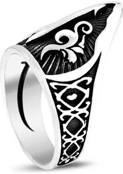 Gümüş Elif Motifli Başparmak Erkek Yüzük modelleri