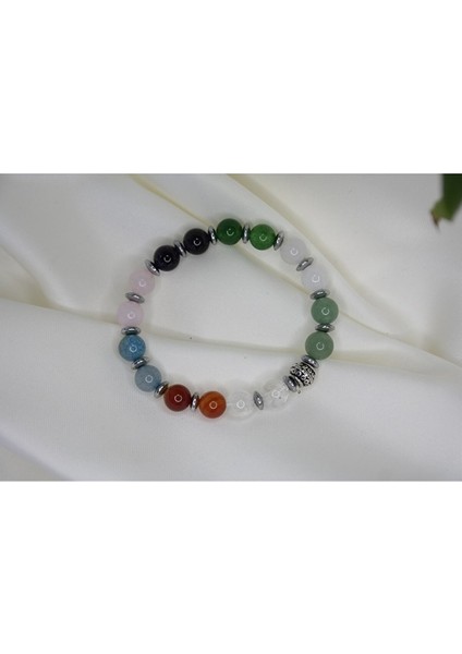 Sertifikalı Hematit Ay Taşı Aventurin Yeşim Ametist Pembe Kuvars Akik Kristal K. Doğal Taş BILEKLIK18