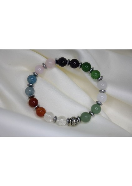 Sertifikalı Hematit Ay Taşı Aventurin Yeşim Ametist Pembe Kuvars Akik Kristal K. Doğal Taş BILEKLIK18 fiyatları