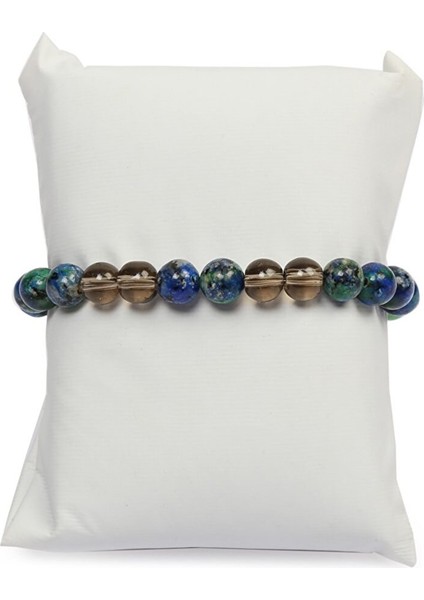 Sertifikalı Cesaret Bilekliği Azurit, Dumanlı Kuvars, Aventurin Doğal Taş Bileklik 8 MM18 fiyatları