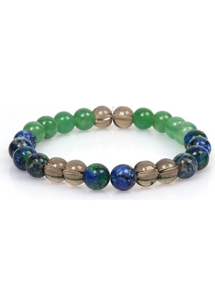 Sertifikalı Cesaret Bilekliği Azurit, Dumanlı Kuvars, Aventurin Doğal Taş Bileklik 8 MM21