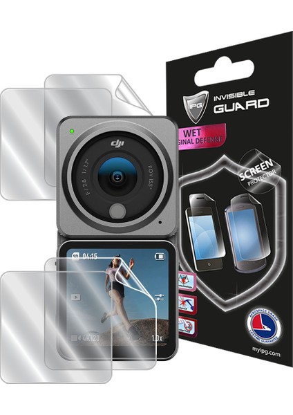 Djı Action 2 Dual Screen Combo Aksiyon Kamera ile Uyumlu Ipg Ekran Koruyucu (4 Adet)