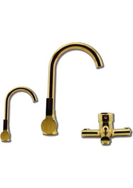 Batarya Gold (Altın) Renk 3'lü Set Evye-Lavabo-Banyo Bataryası