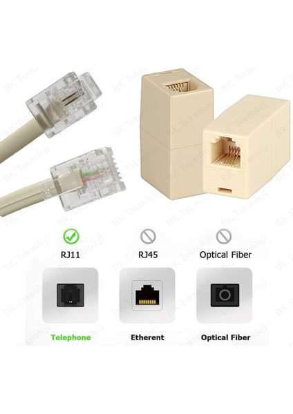 RJ11 6P4C Dişi Dişi Adaptör Telefon Kablosu Uzatma Aparatı