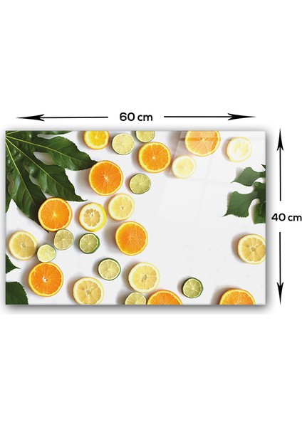 Limon Desenli | Cam Ocak Arkası Koruyucu | 40CM x 60CM