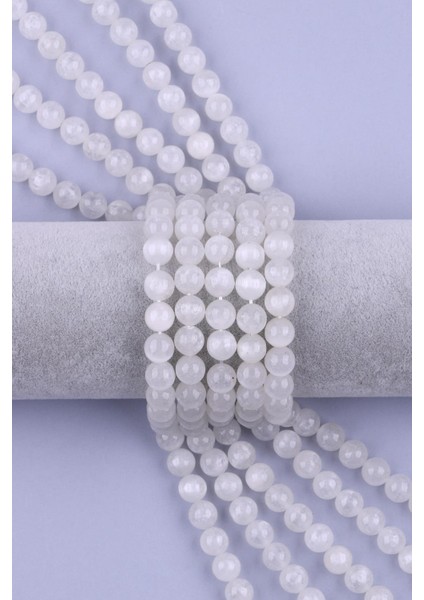 Selenit ( B Kalite ) Doğal Taş Dizi 8 mm Küre Kesim