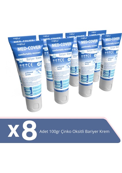 Medcover Med-Cover Çinko Oksit Bariyer Krem 100GR x 8 Adet