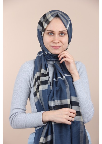 Laci-Krem Burberry Ekose Şal