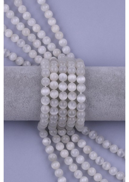 Selenit ( Ab Kalite ) Doğal Taş Dizi 8 mm Küre Kesim