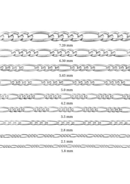 6.30 mm Gümüş Figaro Zincir - 180 mikron
