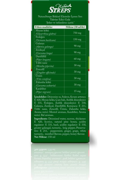 Natura Streps Bitkisel Şurup 150 Ml