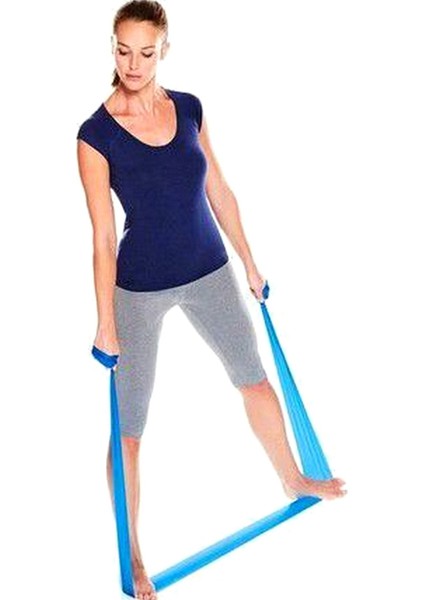 Pilates Bandı Jimnastik Pilates Lastiği 120X15 cm Egzersiz Aerobik Bant 1 Adet Mavi