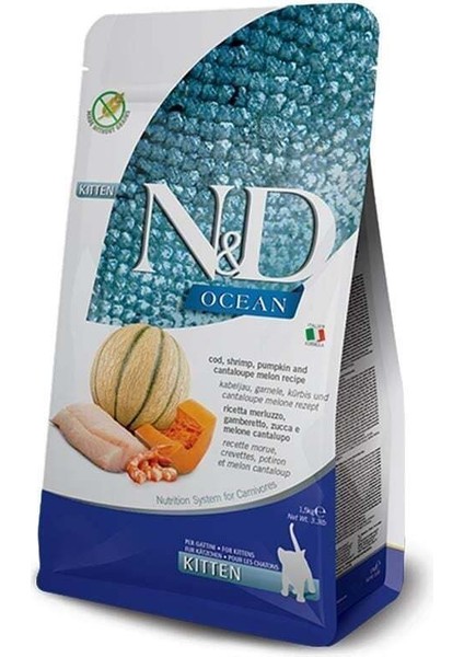 Nd Ocean Kitten Balkabaklı Morina B. Karidesli Kavunlu Yavru Kedi Maması 1.5 kg