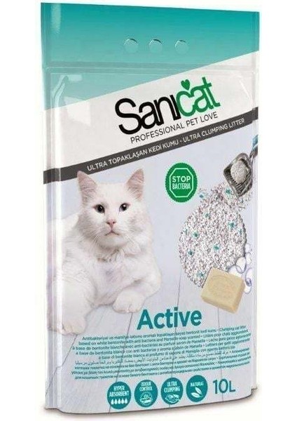 Active Oksijen Içerikli Marsilya Sabun Kokulu Ince Taneli Kedi Kumu 10 Lt
