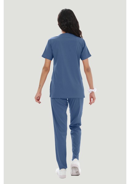 Likralı Core-Flex Scrubs Cerrahi Nöbet Takım - Indigo modelleri
