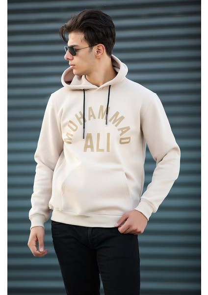 Muhammadali Baskılı Sweatshirt Regular Fit-Bej