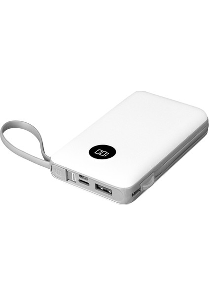 P102 10000MAH Prm 2*usb+Type-C+Micro+Lightning Beyaz LCD Taşınabilir Pil Şarj Cihazı Powerban