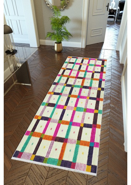 yolluk Koridor Çok Renkli Patchwork Kaymaz Yuvarlak Oval Kesme Ince Yıkanabilir Halı
