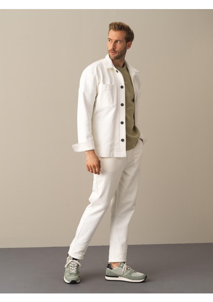 Erkek Beyaz Regular Fit Gömlek Ceket