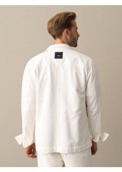 Erkek Beyaz Regular Fit Gömlek Ceket fırsatları