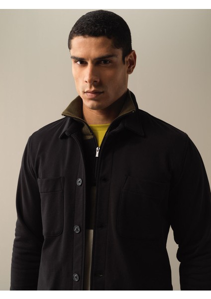 Erkek Siyah Regular Fit Gömlek Ceket modelleri