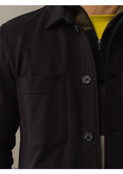 Erkek Siyah Regular Fit Gömlek Ceket fırsatları