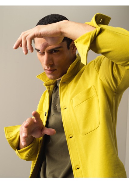 Erkek Sarı Regular Fit Gömlek Ceket modelleri