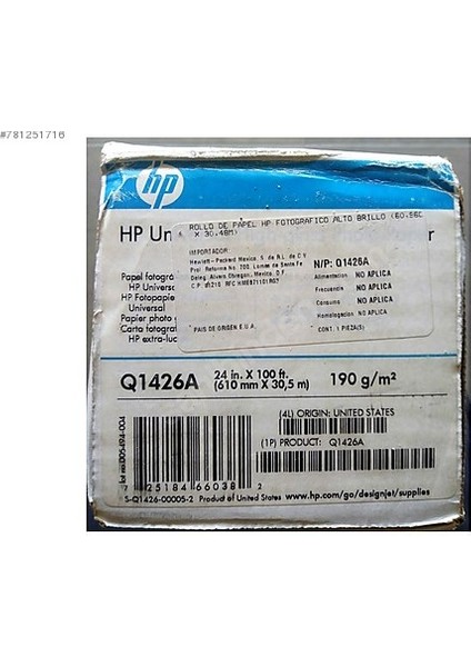 Q1426A Hp Evrensel Yüksek Parlak Fotoğraf Kağıdı 610 Mmx 30.5 Orj