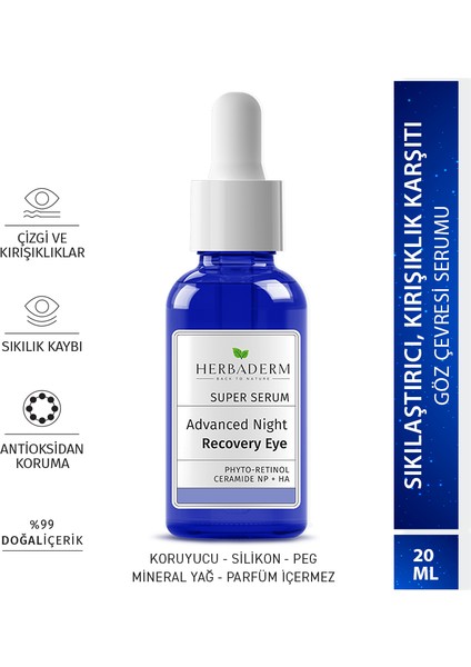 Süper Serum Aydınlatıcı Yoğun Onarıcı, Göz Çevresi Gece Serumu 20 ml