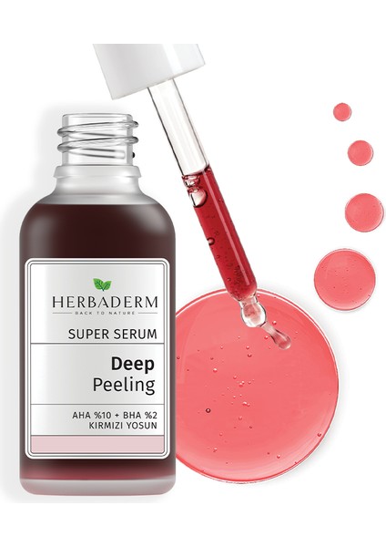 Süper Serum Aydınlatıcı, Renk Eşitleyici Kırmızı Peeling Aha %10 + Bha %2 + Kırmızı Yosun %91 Doğal İçerik 30 Ml