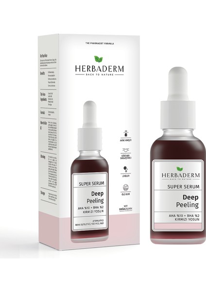 Süper Serum Aydınlatıcı, Renk Eşitleyici Kırmızı Peeling Aha %10 + Bha %2 + Kırmızı Yosun %91 Doğal İçerik 30 Ml