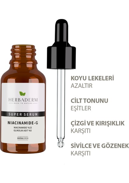 Süper Serum (Niacinamide %15 + Glikolik Asit %5) Leke, ve 30 Ml