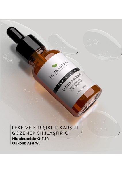 Süper Serum (Niacinamide %15 + Glikolik Asit %5) Leke, ve 30 Ml