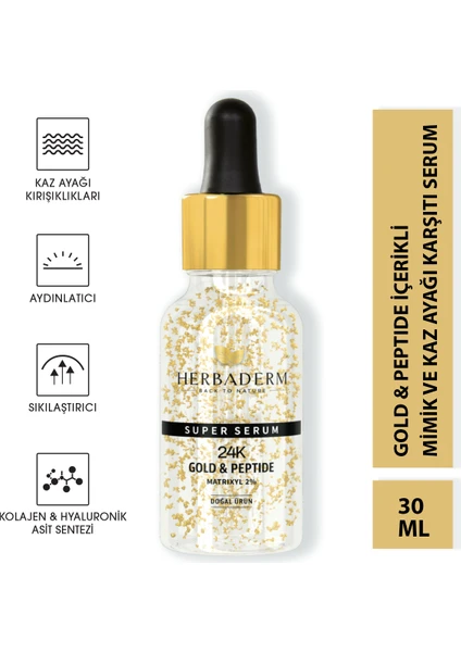 Süper Serum (24K Gold&Peptide Matrixyl %2) Mimik ve Kaz Ayağı Karşıtı 30 Ml