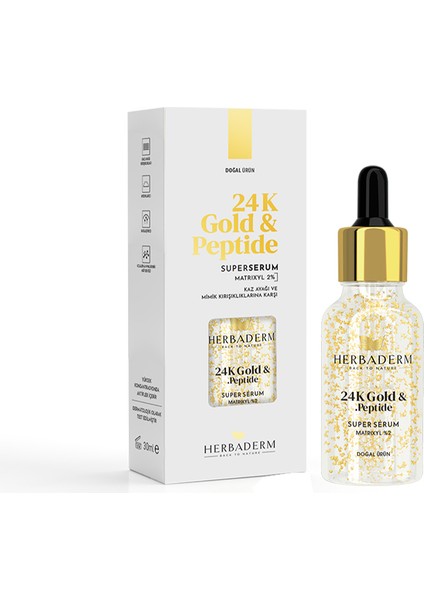 Süper Serum (24K Gold&Peptide Matrixyl %2) Mimik ve Kaz Ayağı Karşıtı 30 Ml