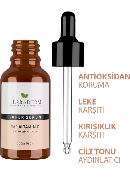 Süper Serum (Saf Vitamin C L-Askorbik Asit %10) Aydınlatıcı 30 Ml