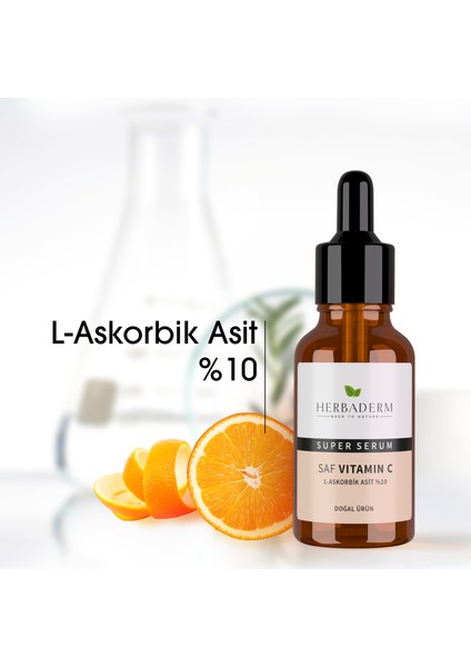 Süper Serum (Saf Vitamin C L-Askorbik Asit %10) Aydınlatıcı 30 Ml