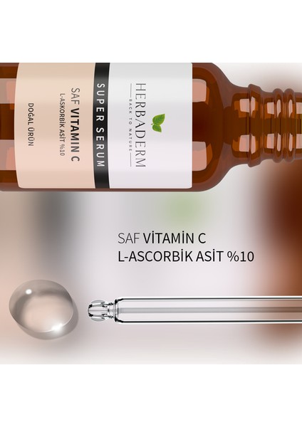 Süper Serum (Saf Vitamin C L-Askorbik Asit %10) Aydınlatıcı 30 Ml