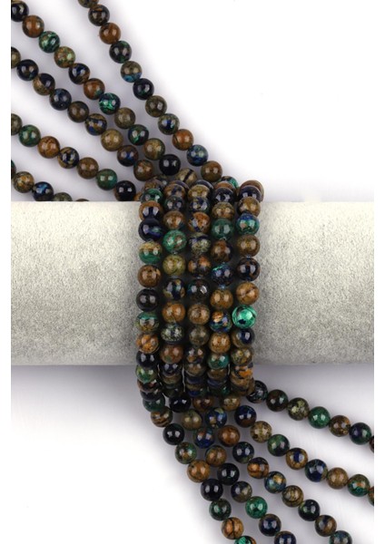 Azurit - Malakit Doğal Taş Dizi 8 mm Küre Kesim