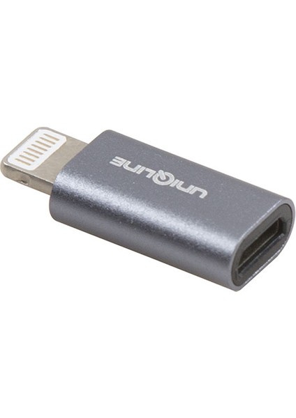 UN-OT20 Gümüş Metal Gövde Microusb 5pin F To Lightning M Çevirici